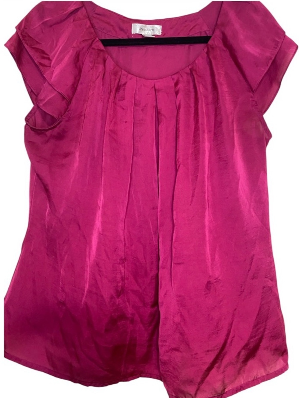dressbarn Fuchsia Pleated Cap Sleeve Camisole blouse size large